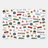 Train Pattern Little Boy First Name Choo Kinder Inpakpapier Vel (Voorkant)