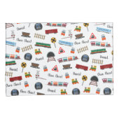 Train Pattern Little Boy First Name Choo Kinder Kussensloop (Voorkant-Rechts)