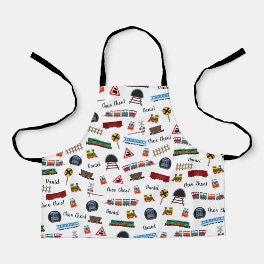Train Pattern Little Boy First Name Choo Kinder Schort (Voorkant)
