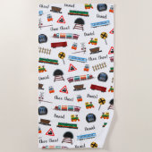 Train Pattern Little Boy First Name Choo Kinder Strandlaken (Voorkant)