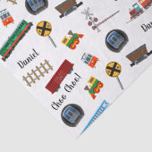 Train Pattern Little Boy First Name Choo Kinder Tissuepapier (Detail)