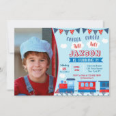 Train Photo Anniversaire Invitations de fête (Devant)