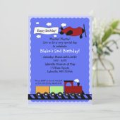Train & Plane 5x7 mignon invitation à l'anniversai (Debout devant)