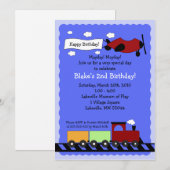 Train & Plane 5x7 mignon invitation à l'anniversai (Devant / Derrière)
