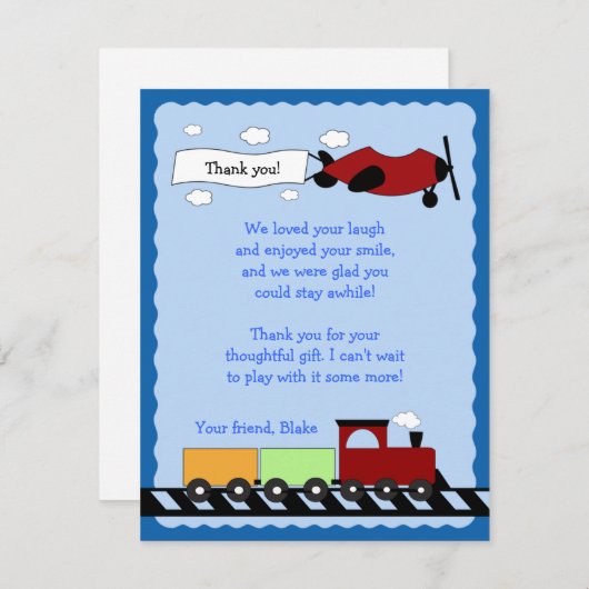 Train & Plane Flat Hartelijk dank, kaart 4x5 (Voorkant / Achterkant)