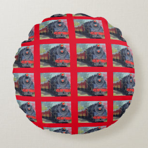 'Train Print' Childs Room Decor Rond Kussen