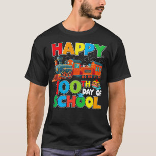 Train Railroad Happy 100th dag van de school Kinde T-shirt