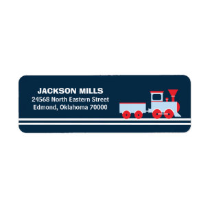 Train Return Address Label, Birthday Party Etiket