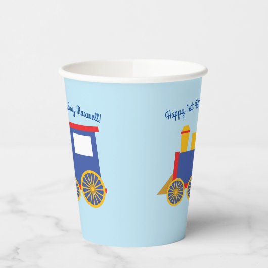Train Schattige Choo-Choo Kinder 1e Verjaardagsfee Papieren Bekers (Links)