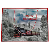 Train Sneeuwfotokerstmis Groot Cadeauzakje (Voorkant)