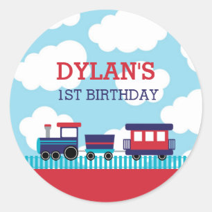 Train Sticker Birthday Party Favors (marine & Red)