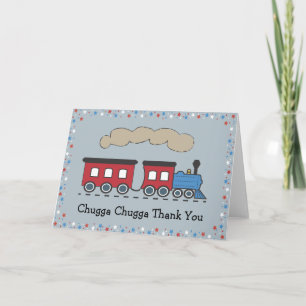 Train Thank You Card - rood, wit en blauw Bedankkaart