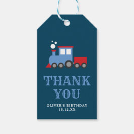 Train themafeest verjaardagsfeestje dank u label cadeaulabel