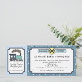 Train Ticket Invite - Blauw Kaart (Staand voorkant)