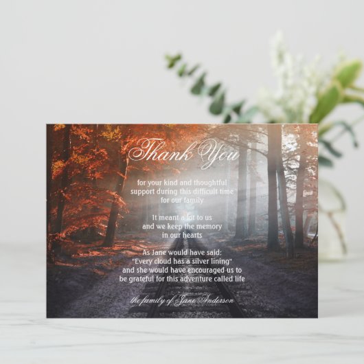 Train Track Forêt Automne Sympathie Merci Cartes (Debout devant)