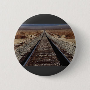 Train tracks, Mojave Desert, Californië, VS Ronde Button 5,7 Cm