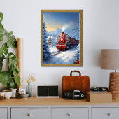 train traversant une affiche de paysage hivernal