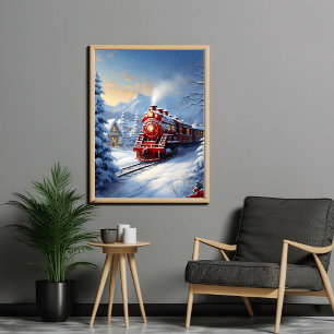 train traversant une affiche de paysage hivernal