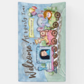 Train Verjaardag Foto waterverf Spandoek (Verticaal)