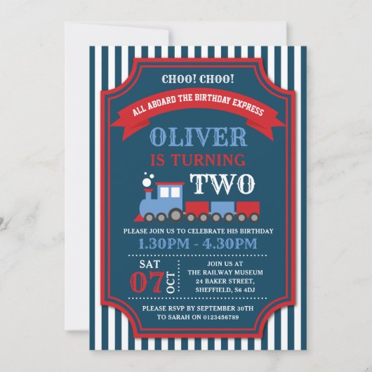 Train verjaardagsfeestdag kaart (Voorkant)
