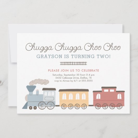 Train vintage 2e anniversaire Invitation (Devant)