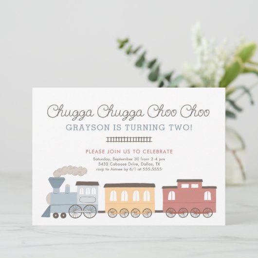 Train vintage 2e anniversaire Invitation (Debout devant)