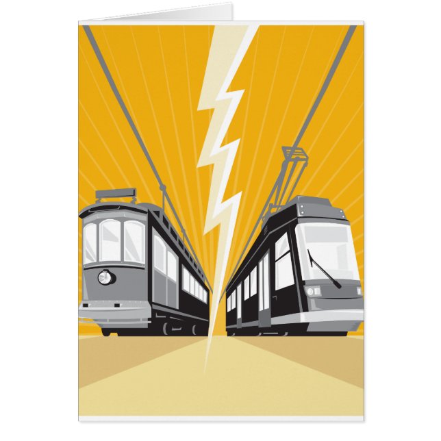 Train vintage et moderne de tram de tramway (Devant)