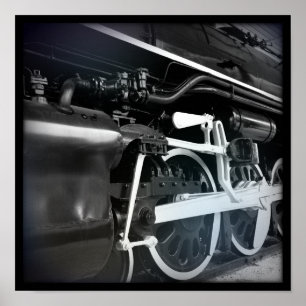 Train voor zwart en wit poster