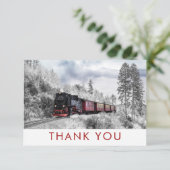 Train Winter Kerstscène Dank je Bedankkaart (Staand voorkant)