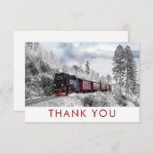 Train Winter Kerstscène Dank je Bedankkaart (Voorkant / Achterkant)