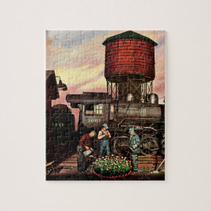 Train Yard Flower Garden van Stevan Dohanos Legpuzzel