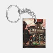 Train Yard Flower Garden van Stevan Dohanos Sleutelhanger (Voorkant Links)