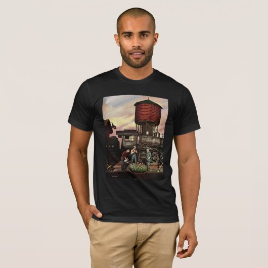 Train Yard Flower Garden van Stevan Dohanos T-shirt (Voorkant volledig)