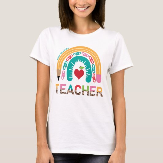 Trainbow Leopard School Typografie T-shirt (Voorkant)