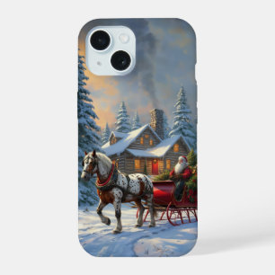Traîneau à un cheval de Noël de Santa