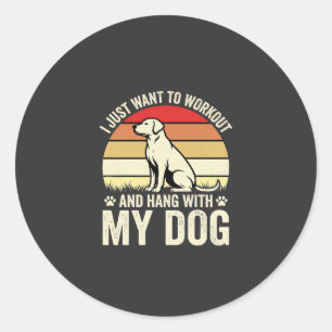 Trainen Met Mijn Hond Retro Zonsondergang Ronde Sticker