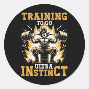 Trainen naar Ultra Instinct Gym Gewichtheffen Bo Ronde Sticker