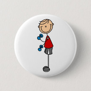 Trainende Stick Figure Knop Ronde Button 5,7 Cm