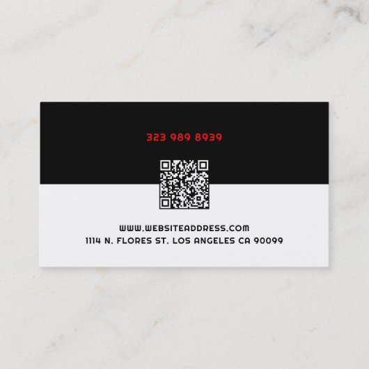 Trainer voor hulpbehoevendheid rood, zwart en wit visitekaartje (Achterkant)