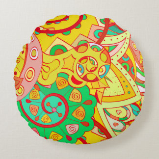 Trainingsapparatuur naadloos. Mehndi-ontwerp. Etni Rond Kussen