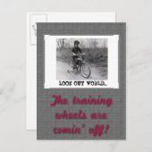 Trainingswielen Funny Retro Afstuderen Aankondigingskaart (Voorkant / Achterkant)