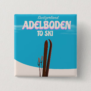 Trainposter Adelboden Zwitserland Vierkante Button 5,1 Cm