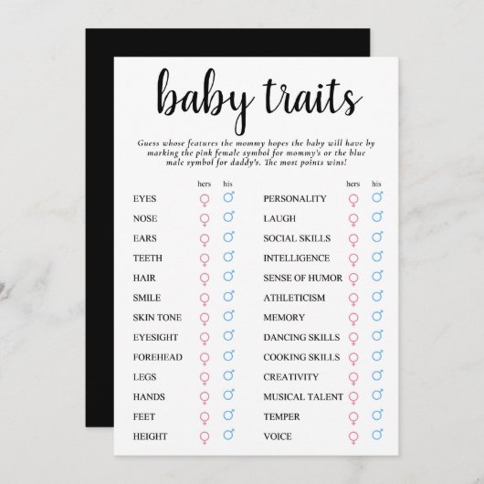 Trait de bébé moderne simple | Carte de saké class (Devant / Derrière)