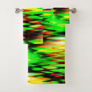 Trait rouge et vert formant zigzag abstrait ou