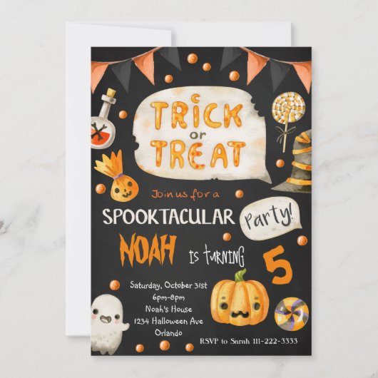 Traite ou traitement noir Halloween Invitation d'a (Devant)