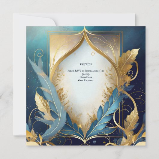 TRAITEMENT DES INVITATIONS OR TURQUOISE (Dos)