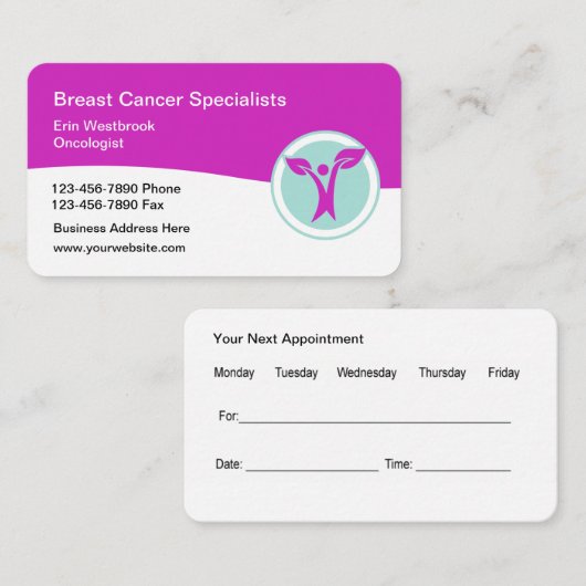 Traitement du cancer Carte de visite Médicale de r (Devant / Derrière)