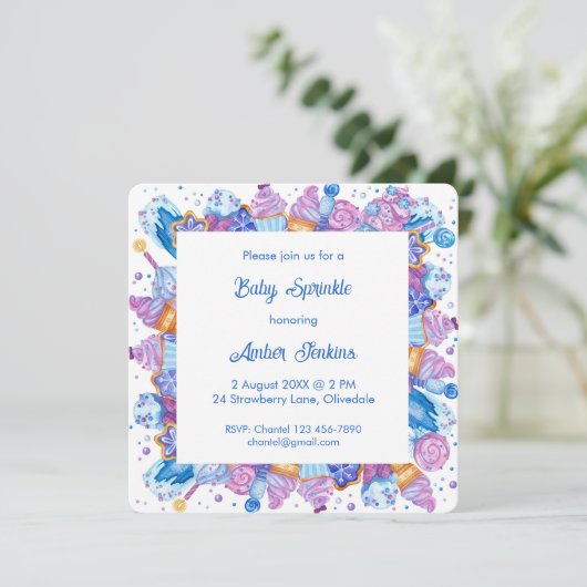 Traitements congelés Blue Baby Sprinkle Invitation (Debout devant)