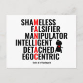 Traits van een Psychopath Briefkaart (Voorkant)