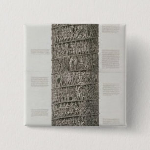 Trajan's column (graving) vierkante button 5,1 cm